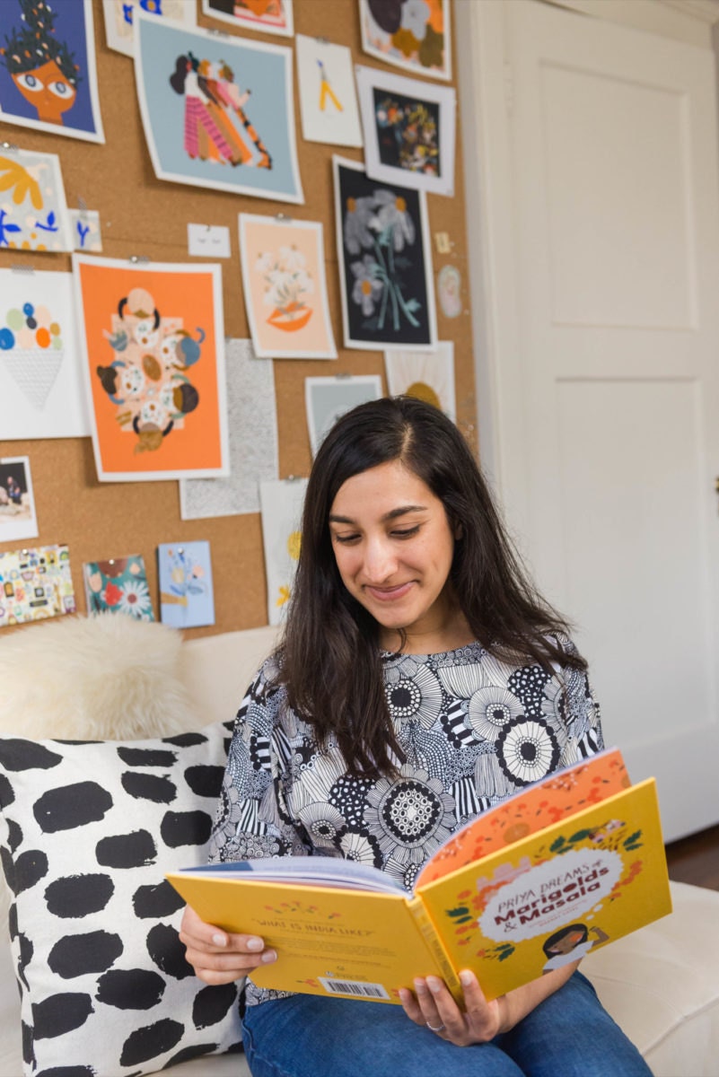 Meenal reading from one of her children's books