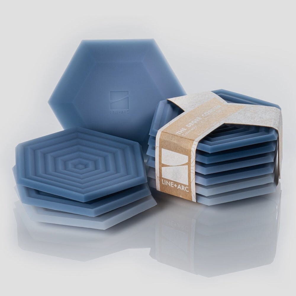 Set of 6 hexagonal ombré coasters from Line Arc Design