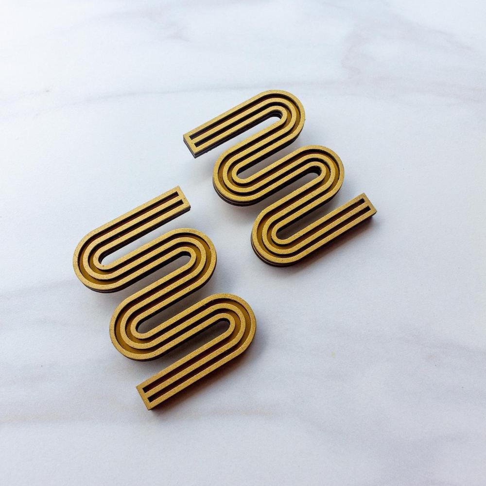 Curvy wooden statement earrings from My Moon Seeds