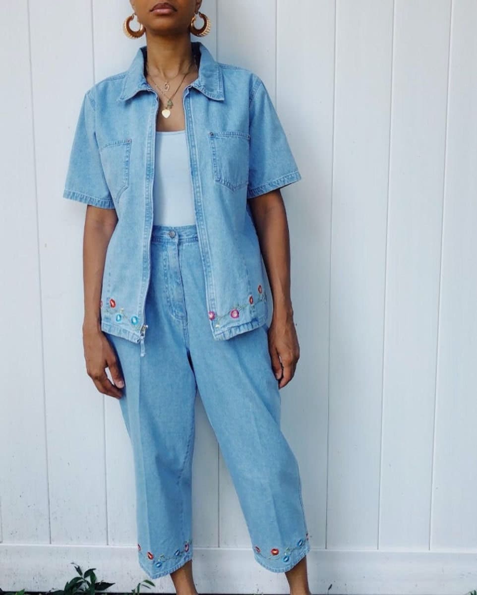 Vintage embroidered denim set from Threads of Habit