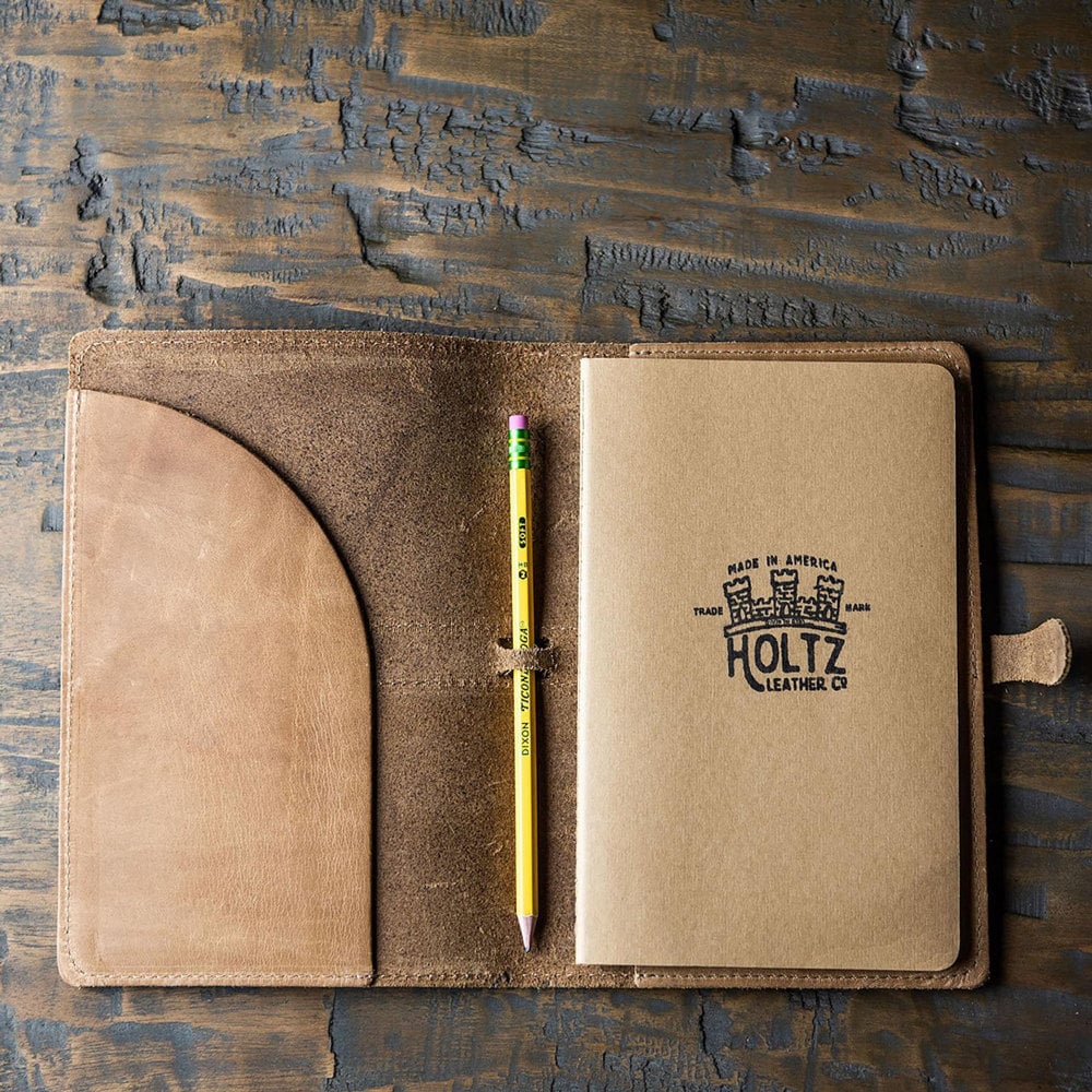 A personalized leather journal from Holtz Leather Co.