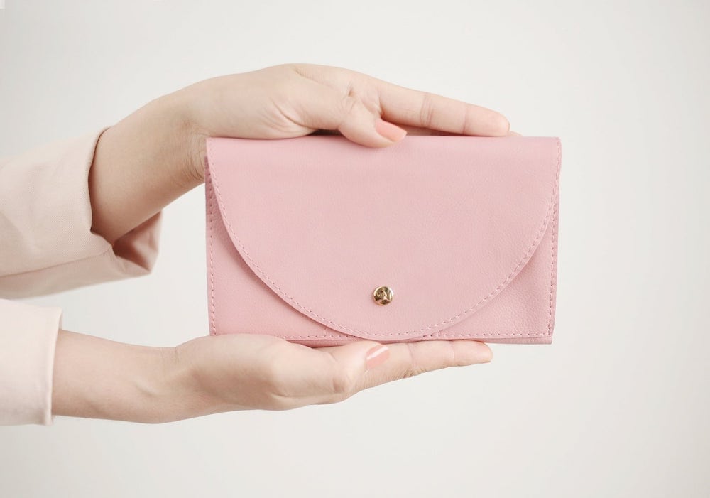 A blush leather wallet from Alex Bender