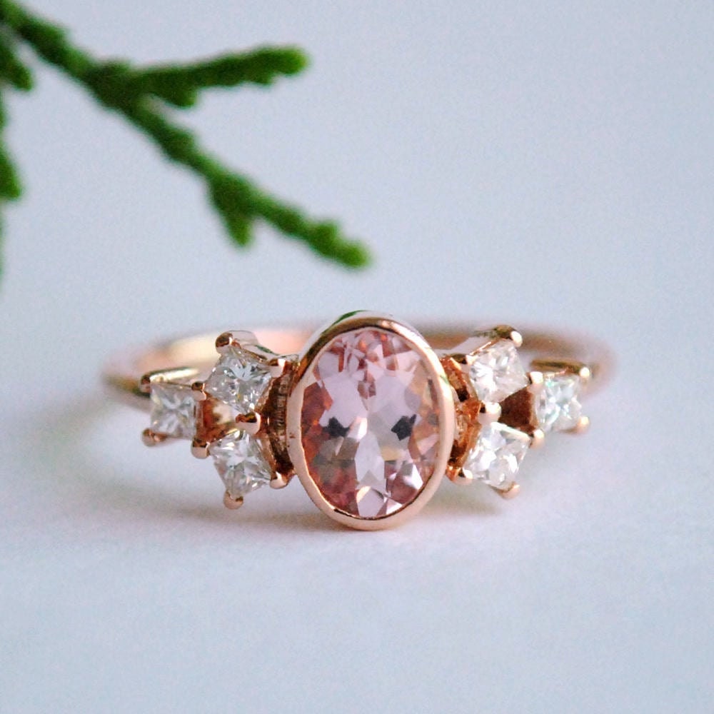 Rose gold morganite engagement ring from Abhika Jewels