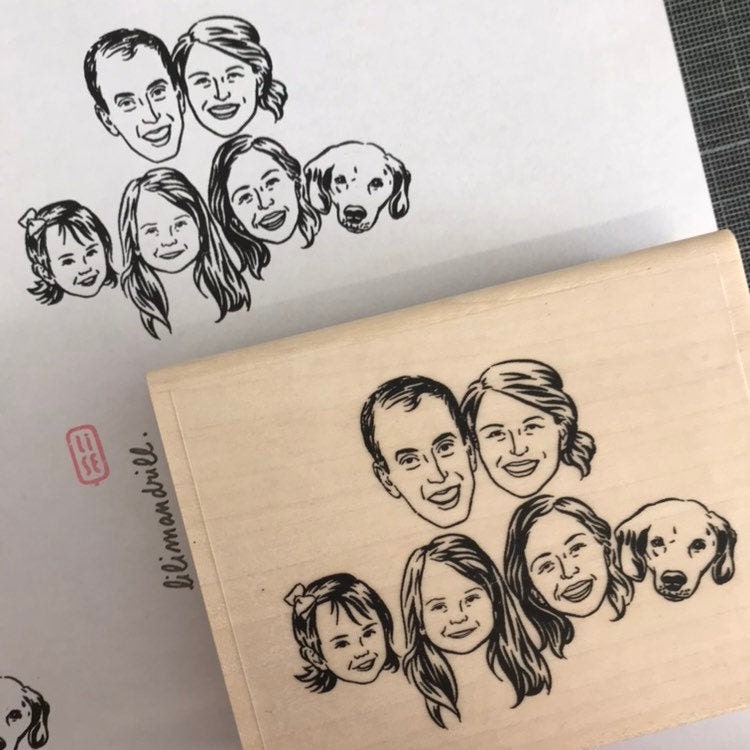 A custom family portrait stamp from Lilimandrill