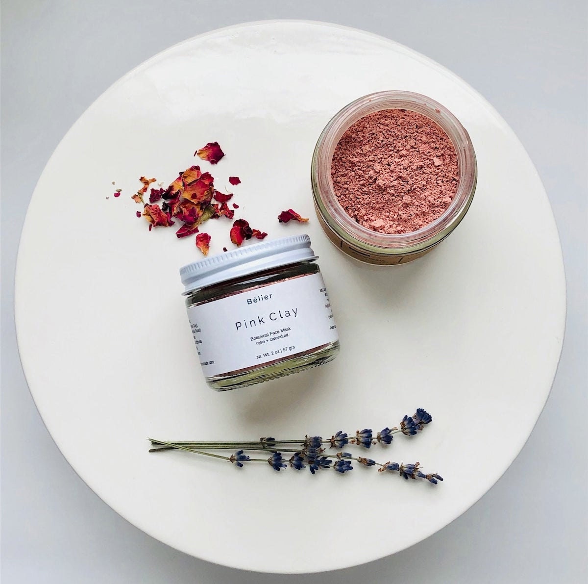 Pink clay face mask from Bélier Handmade