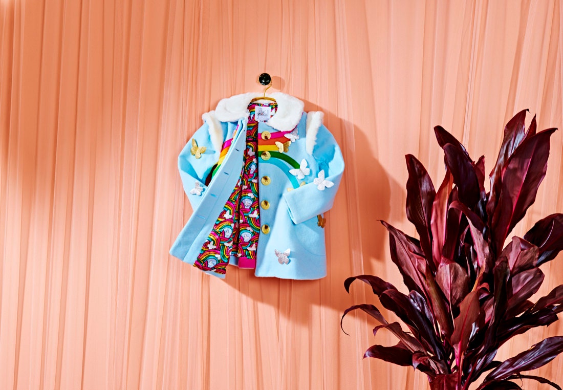 A rainbow and butterfly coat from Little Goodall, winner of the Signature Style category.