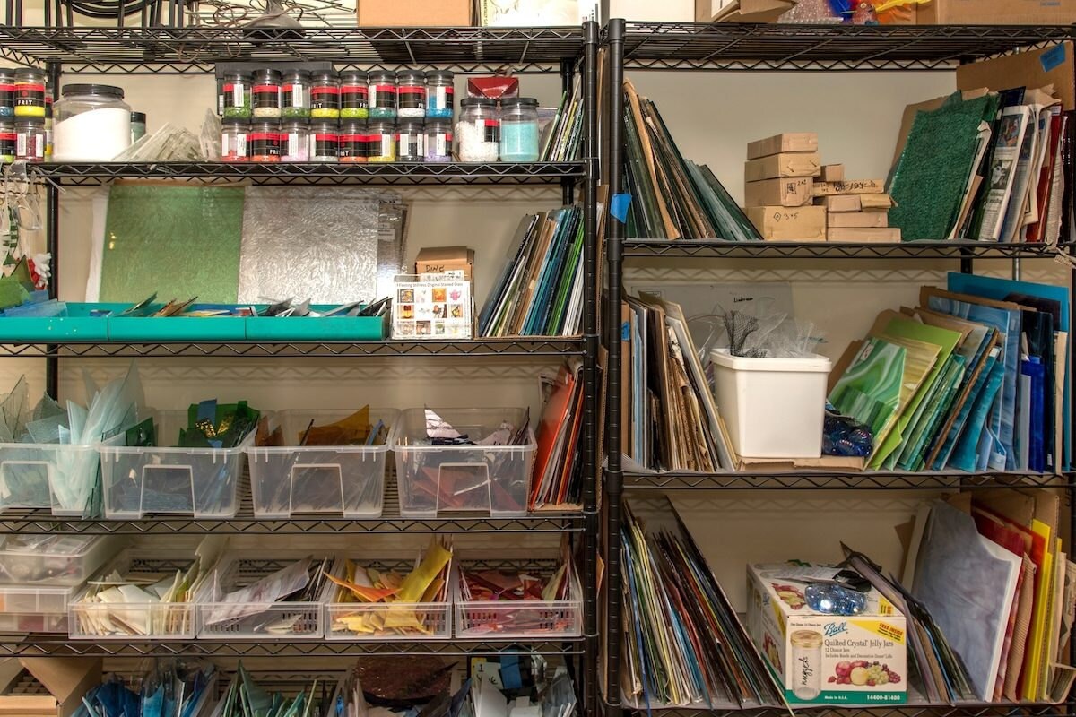 Alla's supplies in her studio