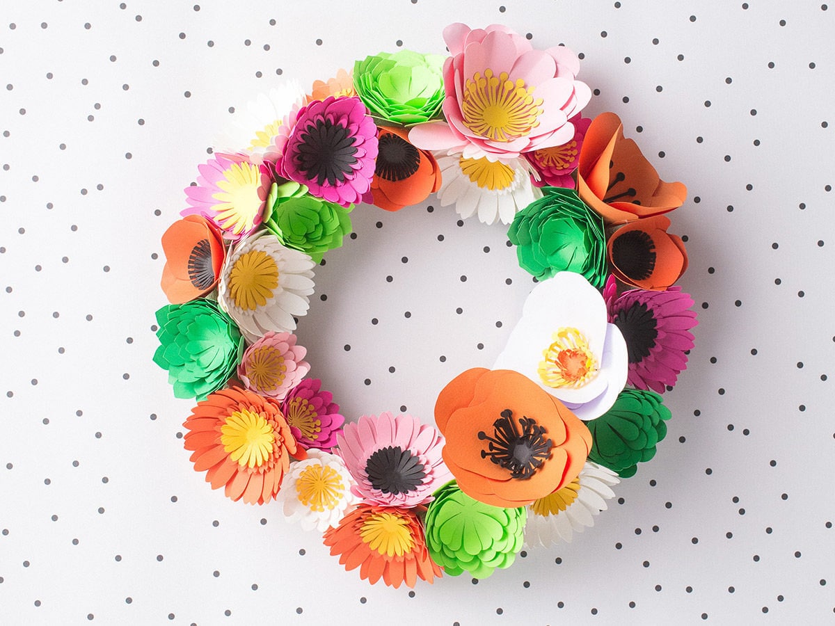 Finished DIY paper flower wreath