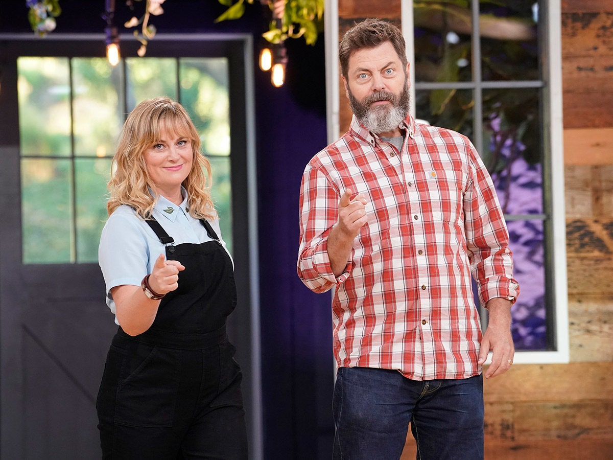 Amy Poehler and Nick Offerman, hosts of NBC's