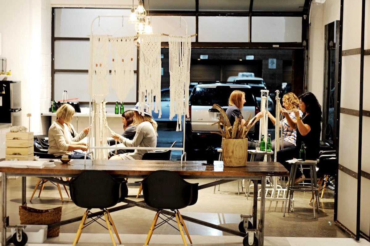 Student attending a macrame workshop