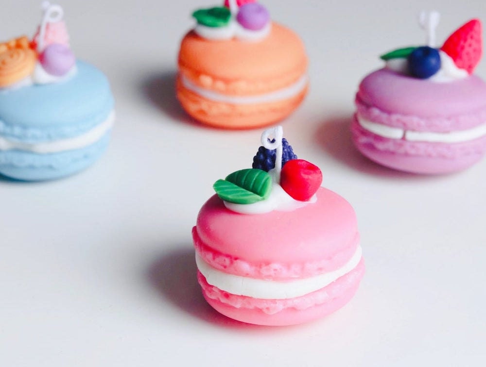 Scented macaron-shaped candles from Brighter Sky Boutique