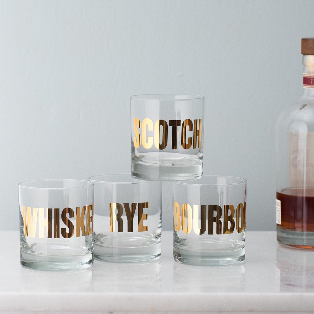 A set of gold mixology glasses from Vital Industries