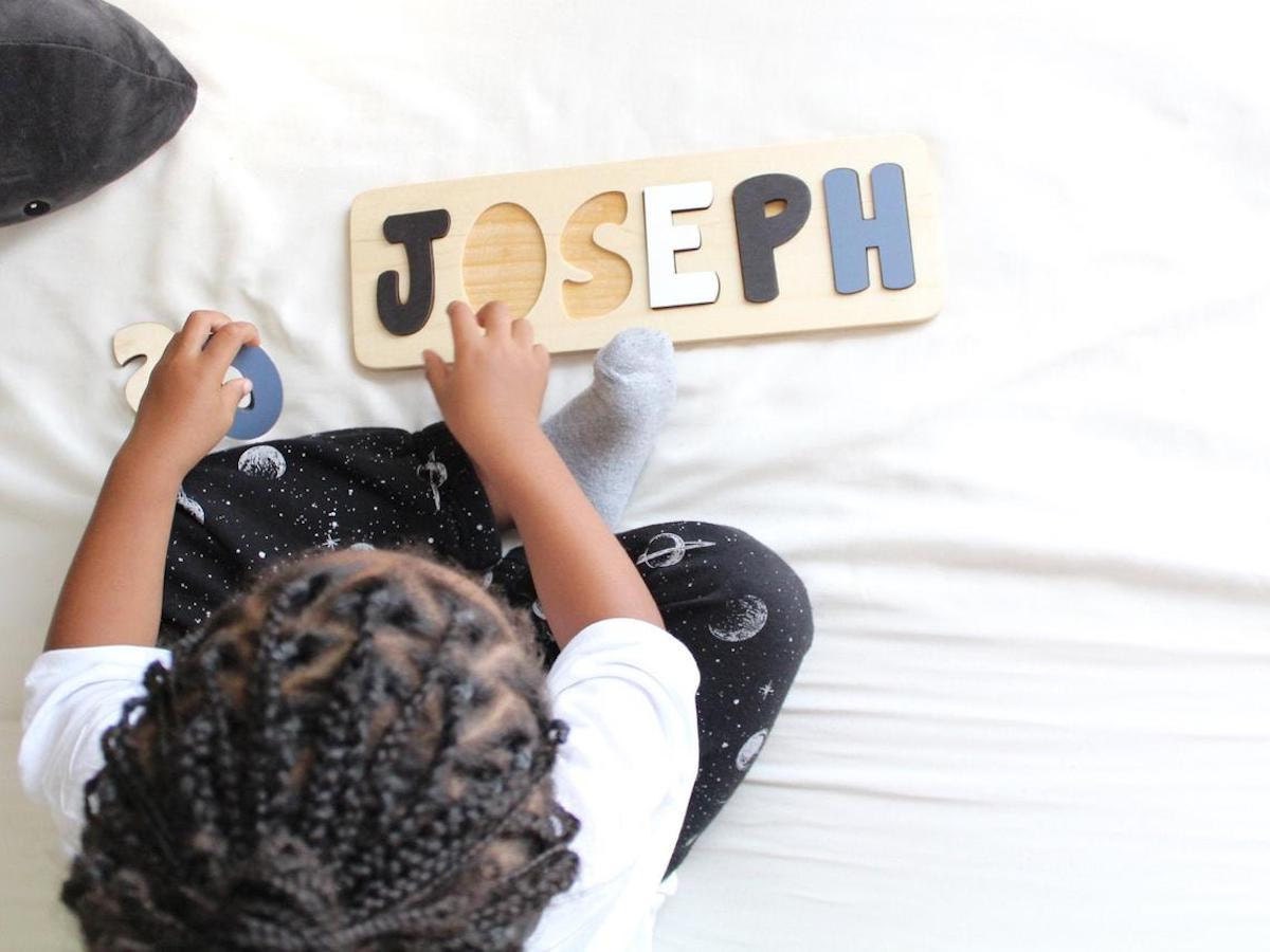 A personalized wooden name puzzle from Bloom Owl