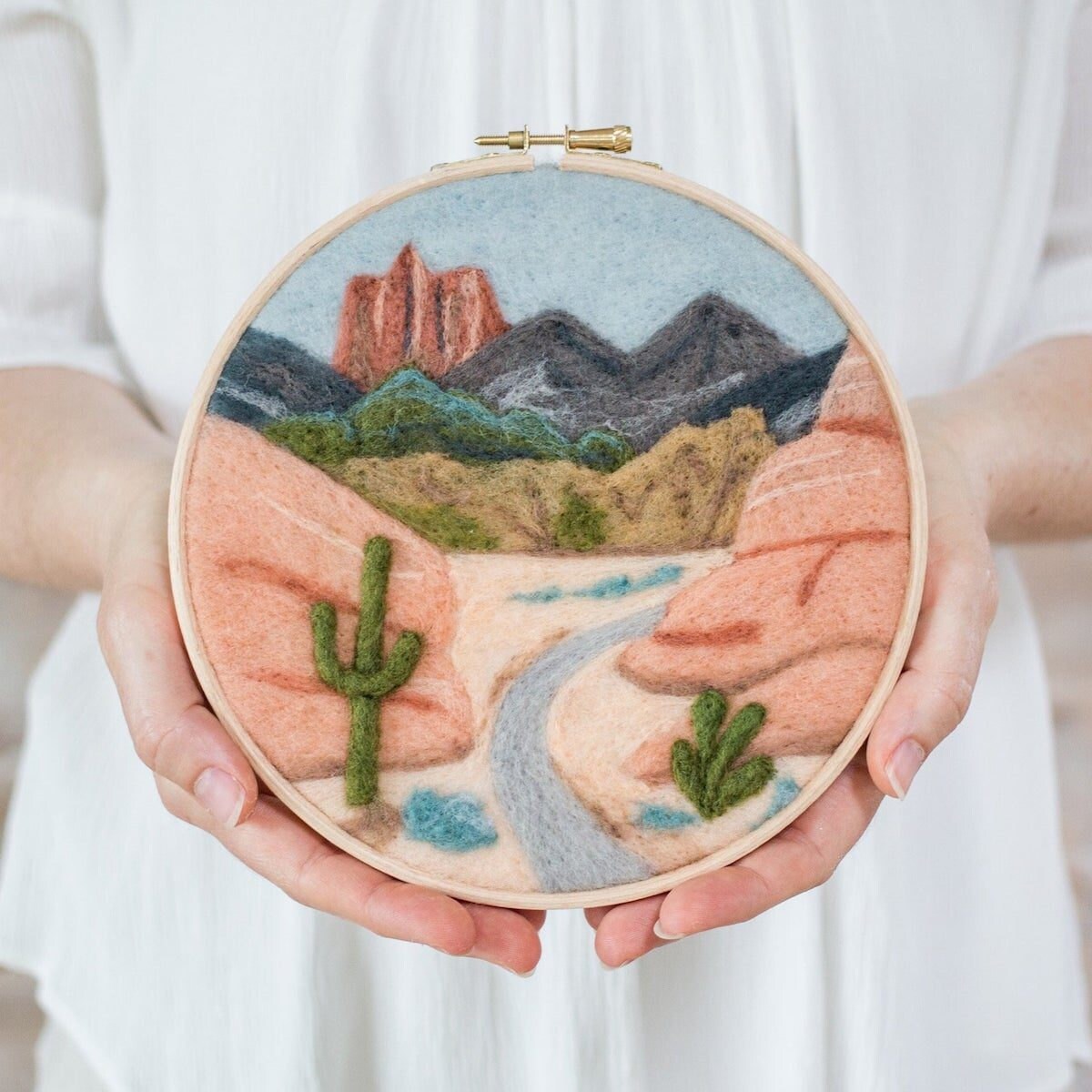 A desert landscape needle felting kit from Felted Sky on Etsy