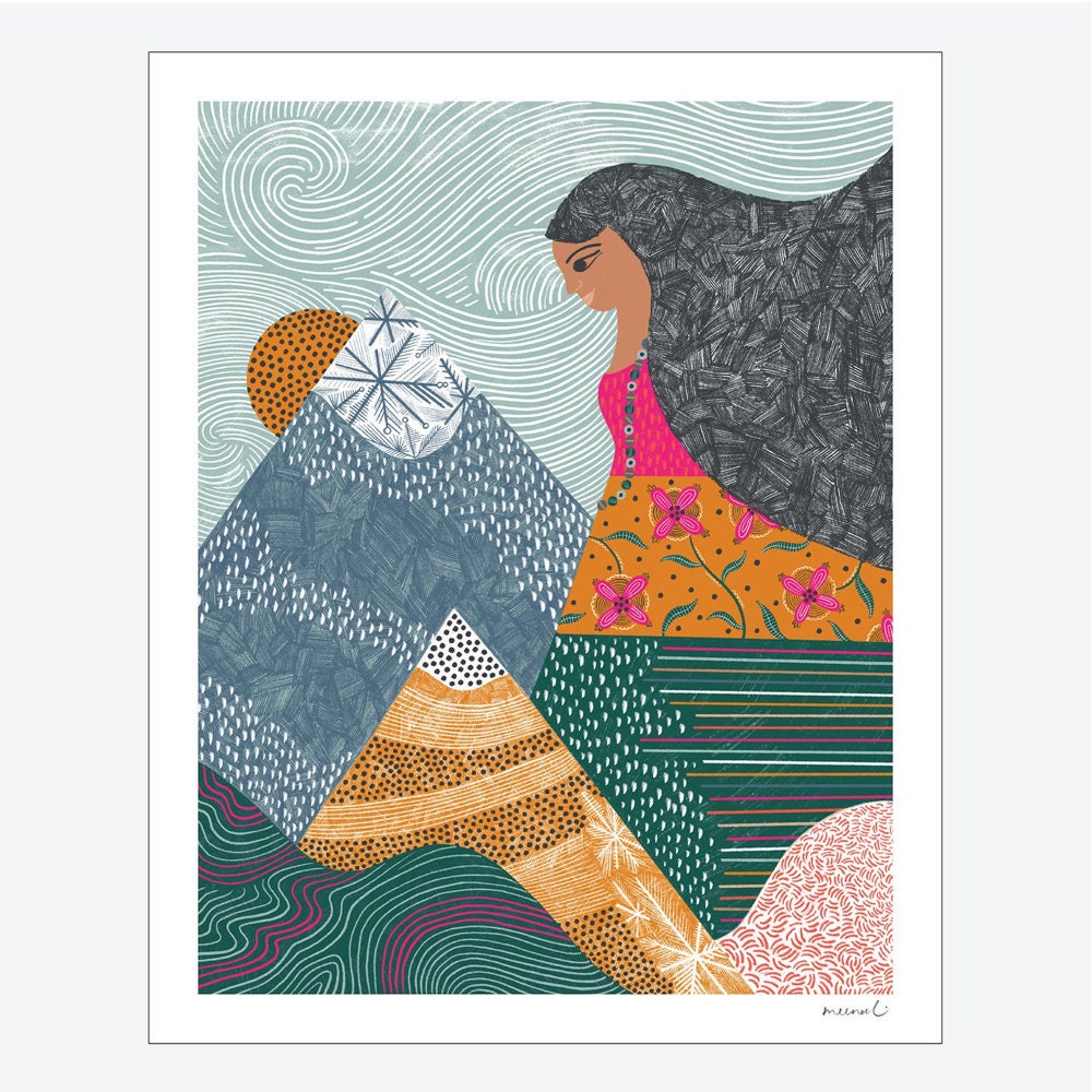 Lhakpa Sherpa mountain climbing art print from Meenal Patel Studio