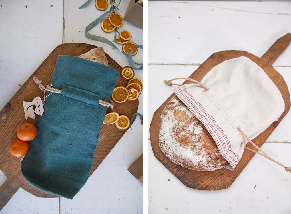 Rectangular cotton and round muslin bread bags from JbirddesignsCo