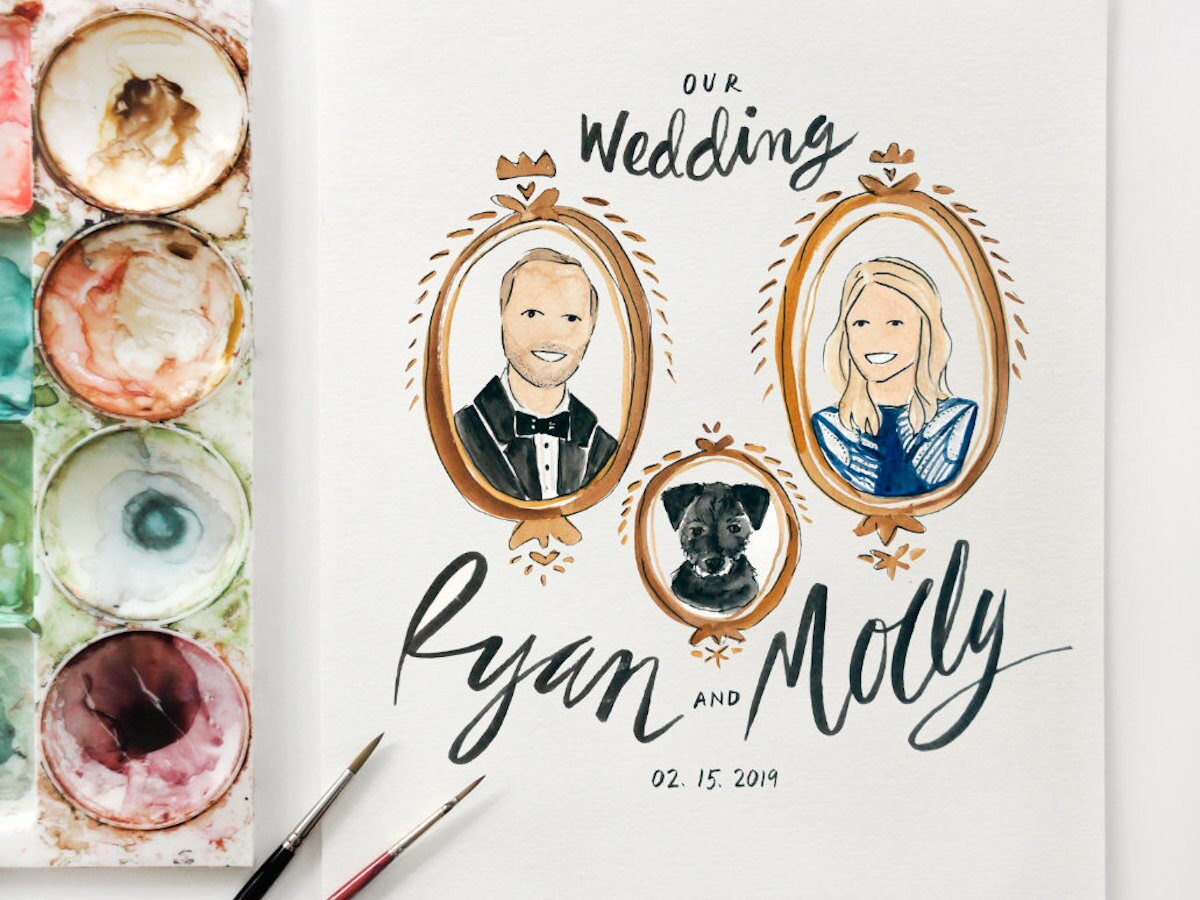 Custom watercolor wedding invitation from Public House Co.