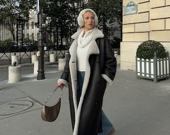 Melanie - Brown Oversized Coat Sheepskin Coat