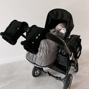 Black Sheepskin Pram Hand Warmer