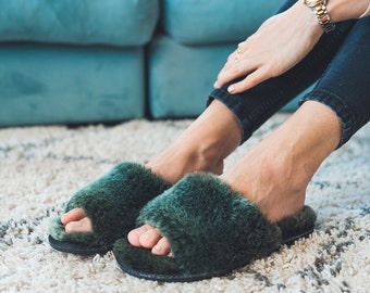 Emerald spa sheepskin slippers