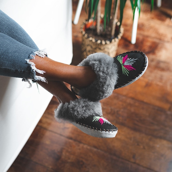 The Light Grey Sheepers mule slippers