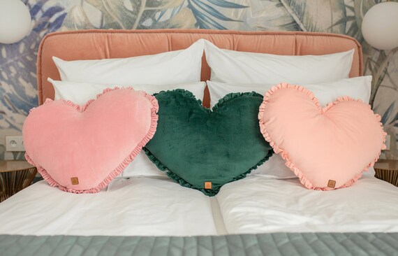 Blush Heart Pillow With Frills Etsy Canada