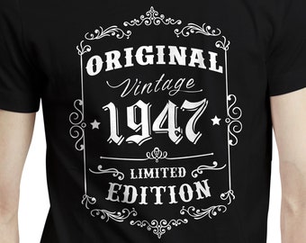 Retro Style 77th Birthday Gift Idea, Born in 1947 Birthday Shirt, Gift For 77th Birthday, Mens 77th Birthday T-shirt, 77 Years Old Gift