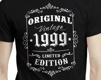Retro stijl 25e verjaardag cadeau idee, geboren in 1999 verjaardag shirt, cadeau voor 25e verjaardag, mens 25e verjaardag T-shirt, 25 jaar oud cadeau