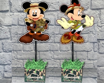 Safari Mickey Mouse Centerpiece: Double sided