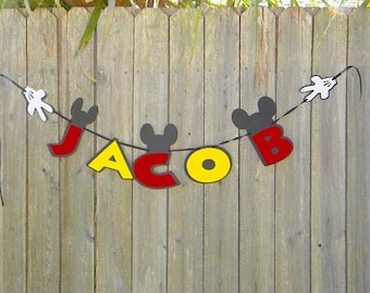 Mickey Mouse Birthday Banner, Handmade Party Decoration