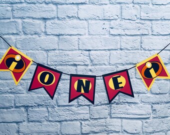 Incredibles First Birthday Banner, Handmade Party Decor