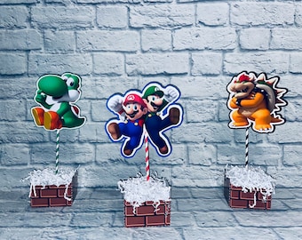 Mario Party Centerpiece Decorations. Double sided