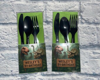 Dinosaur Party Cutlery Pack, Birthday Tableware Set
