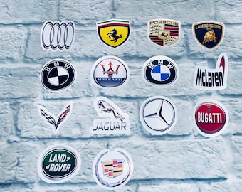Car Logo themed  set of 12 - 1.5inch stickers