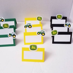 TRACTOR tent cards, seating cards, food labels.