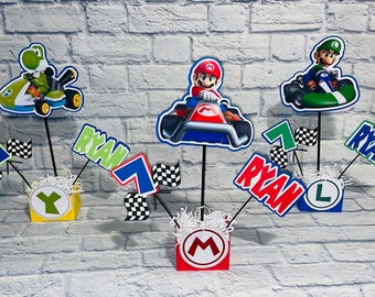 Mario Party Centerpiece, Personalized Birthday Decoration