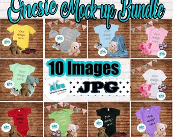 Download Free Onesie Baby Clothes Mockup Bundle Teeshirt T-shirt Unisex Shirt Mock up Displays PSD Template