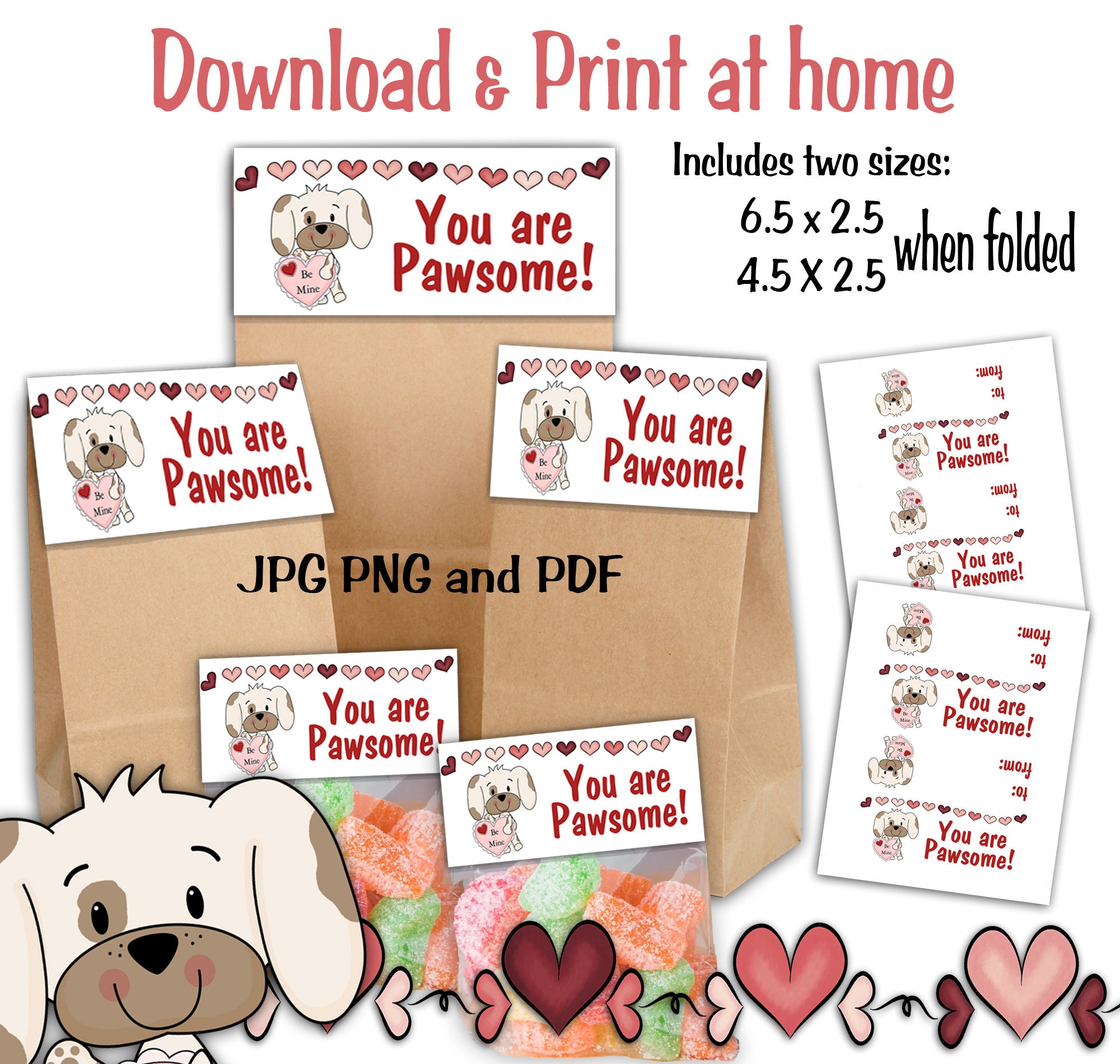 Printable Valentine Bag Topper INSTANT DOWNLOAD - Etsy