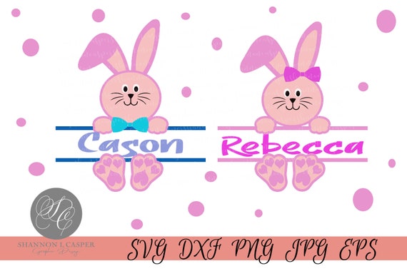 Easter Bunny Boy and Girl Split Monogram | Etsy