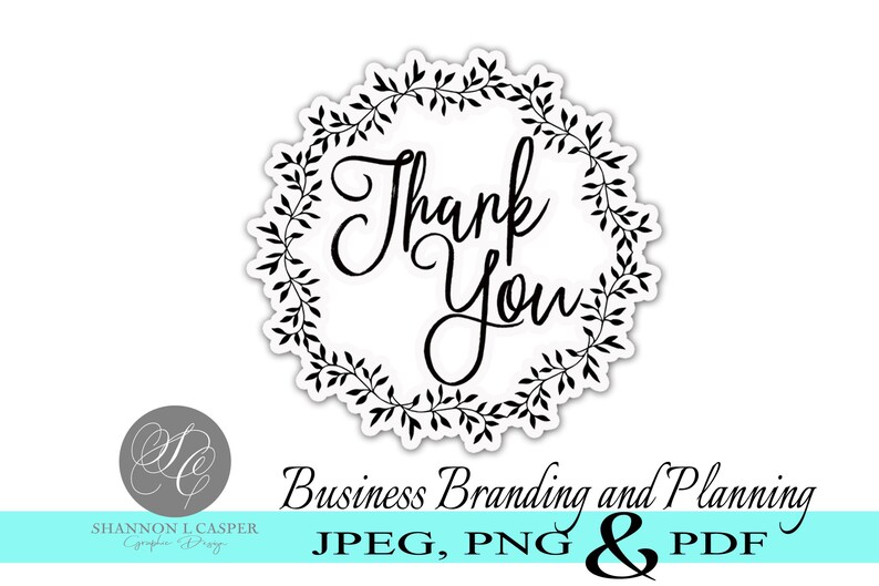 thank you black and white print and cut circle stickers 2