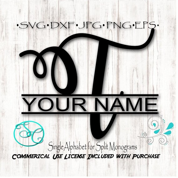 Download Split Monogram Svg Single Letter T For Cricut And Silhouette Etsy