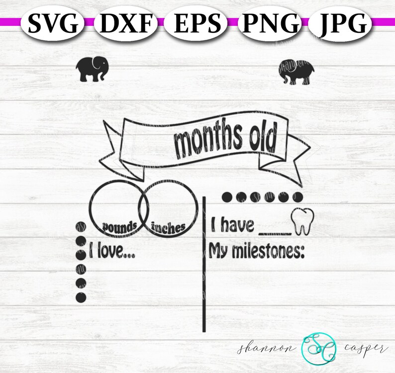 Download Baby Milestone Board SVG Elephants DIGITAL DOWNLOAD | Etsy