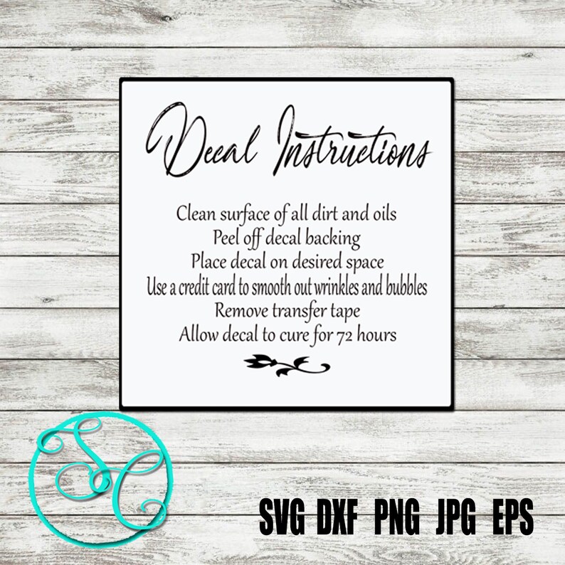 svg care card instruction cards and decal instructions svg etsy