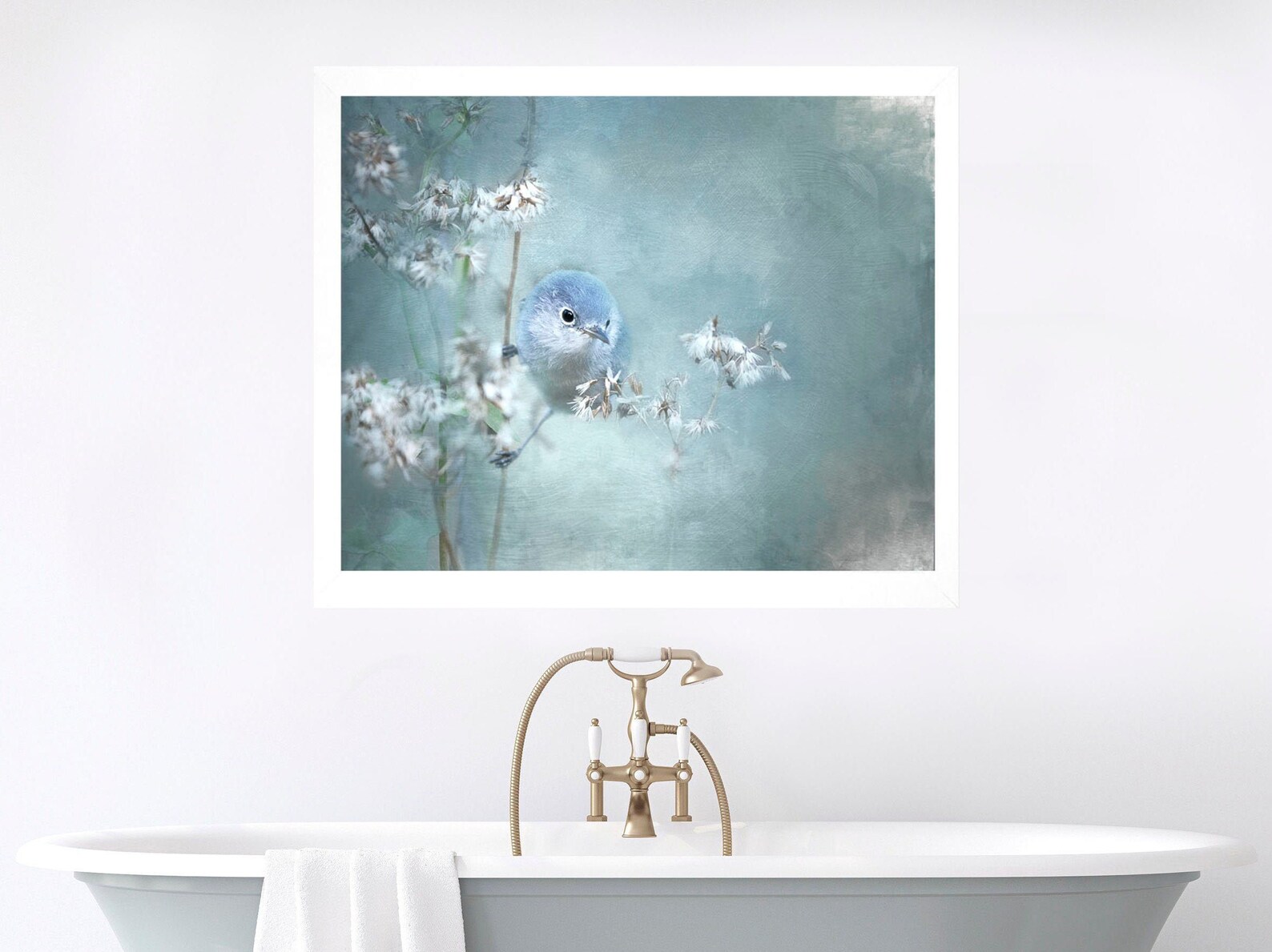 Blue bird print teal wall decor bathroom art nursery art Etsy