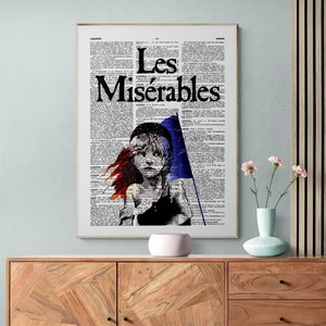 Les Miserables Art Print, Book Lover Gift, Bookworm Gift, Literary Print Gift, Dictionary Art Decor, Teacher Gift, Les Mis