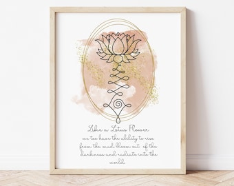 Spiritual Quote Gift, Lotus Flower Wall Art, Yoga Poster, Buddha Wall Art, Scripture Print, Meditation Room Art, Yoga Studio Decor