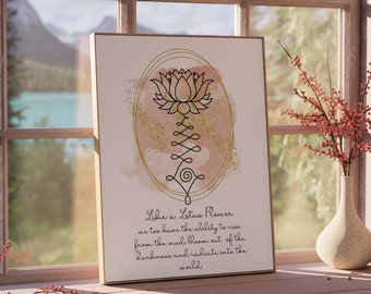 Lotus Flower Wall Art Print, Spiritual Gift Wall Decor, Buddha Quotes Wall Art, Meditation Room Art, Yoga Poster, Yoga Studio Decor, Namaste