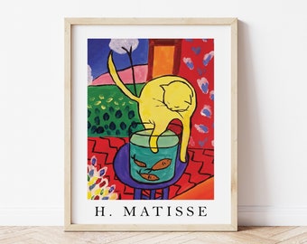 Matisse Cat Fish Print, Exhibition Poster, Eclectic Wall Art, Classic Wall Decor, Printable Digital Wall Art Print