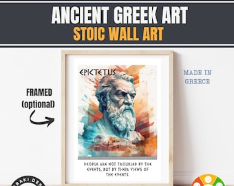 Stoicism Wall Art Print, Epictetus Stoic Philosophy Gift, Ancient Greek Quote, Gift For Mentor Teacher, Professor Appreciation Watercolor