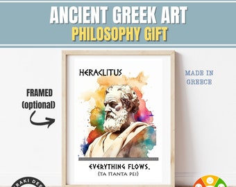 History Teacher Gift Poster, Heraclitus Quote Art Print, Stoic Philosophy Wall Art, Ancient Greek Wisdom, Greece Decor, Mentor Appreciation